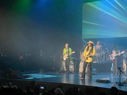 Larry Mitchell jamming with Steve Vai